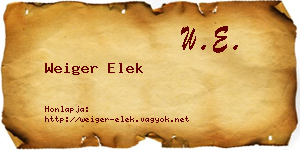 Weiger Elek névjegykártya